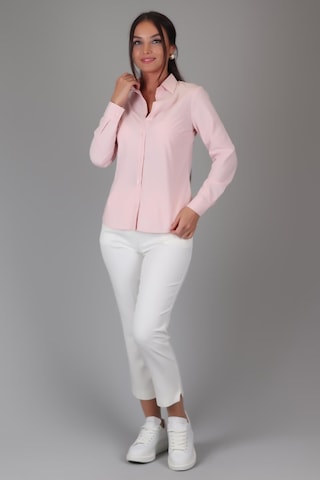 Sweetness Kadın Pudra Pembe Likralı Uzun Kol Pamuklu Klasik Gömlek Pembe