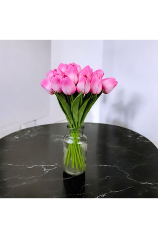 Yapay Çiçek Islak Lale Pembe Renkli 10 'lu Premium Pembe
