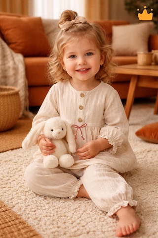 Babyhola Fiyonk Detay Bayramlık Kız Bebek Çocuk Alt Üst Takım Set 2002 Bronz