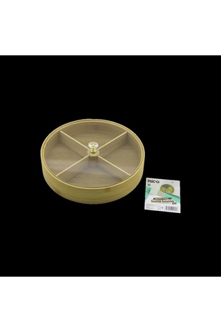 Jenerik Bambu 4 Bölmeli Kapaklı Servis Sunum Kutusu 22 Cm Çok Renkli