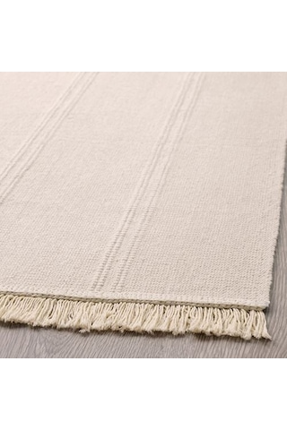 Açık Bej Renk Banyo Halısı-Paspası 55x85 Cm-Mini Halı-İnce Kilim-Pamuk Bej