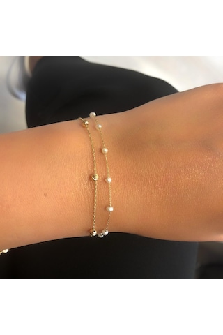 Glorria Altın Incili Sıra Bileklik N11.17776 Sarı Altın