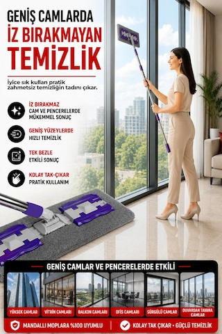 3'lü Mikrofiber Mandallı Mop Yedek Bezi 20x40 Cm Süper Emici Lazer Kesim İz Bırakmayan Tüm Standart Mandallı Moplarla Uyumlu Gri