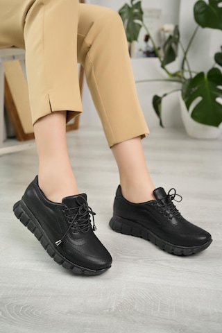 Nesil Shoes Acr 40 Siyah Simli Lastik Bağlı Kadın Ayakkabı-siyah Simli Siyah