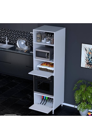 Eliusta Viramo Mikrodalga/ankastre Fırın Dolabı 2 Kapaklı Depolama Alanlı 60x217x56 Cm Modüler Dolap Beyaz