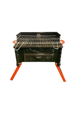 Pervazlı Emaye Boyalı Yüksek Ayaklı Mangal Kırmızı - Sarı