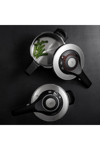 Jumbo Procook Siyah Açık Gri Paslanmaz Çelik 6 L Düdüklü Tencere Gri - Siyah