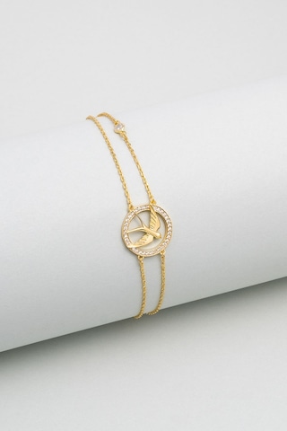 So Chic Kırlangıç 18 Ayar Sarı Altın Kaplama 19 Cm Gümüş Bileklik Sarı