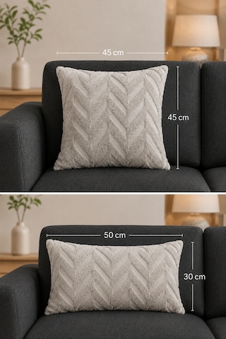 Wellsoft Dekoratif Kırlent Kılıfı 45x45 Ve 30x50 Peluş Koltuk Kanepe Yastık Kılıfı Açık Gri 30 x 50
