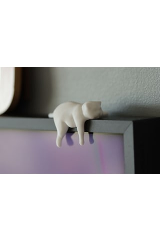 İhtiyacın3d 2'li Set Tembel Şişko Kedi Monitör Ve Tv Köşe Biblosu - Ekran Üstü Dekor Figür 6x4 Cm Beyaz