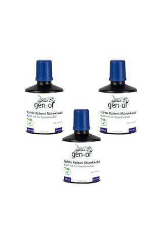 Gen-of Beyaz Tahta Kalemi Mürekkebi 100 Cc Mavi 3 Adet