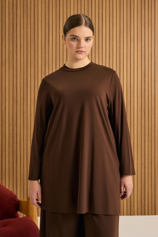 Aker Rayon Pijama Üstü Kahverengi Kahverengi