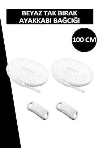 Dopar Elastik Beyaz Akıllı Bağcık Tak Bırak Ayakkabı Bağcığı 100cm