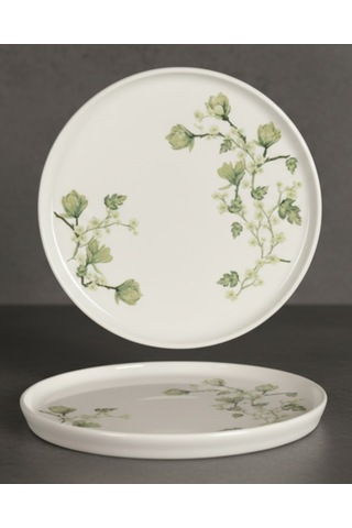 6 Kişilik Nodric Kenar Toledo Pasta Tabağı 20cm Dijital Freesia Desen Krem
