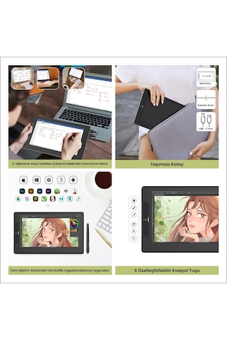 Veikk VK1200V2 8192 Levels 11.6" IPS HD Grafik Tablet + Kalem