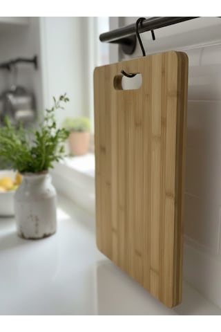 Doğal Bambu Kesim Tahtası - Suya Dayanıklı, Şişme Yapmaz - Mutfak Doğrama Panosu - 33x25 Cm Bej