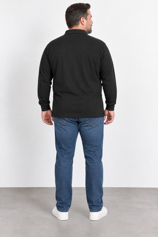 Bihan Store Erkek Battal Boy Petekli Uzun Kol Sweat 26k-116-siyah