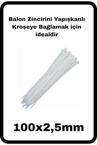 Yapışkanlı Krose Ve Bağlama Zinciri Seti Balon Zinciri Zemin Tutturma Seti 10 Adet Beyaz