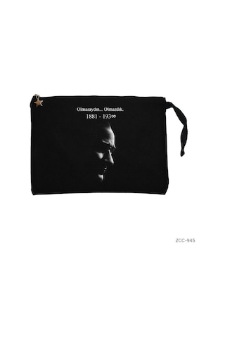 Zepplin Giyim Atatürk Olmasaydın Olmazdık Siyah Clutch Astarlı Cüzdan