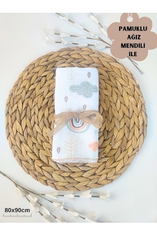 Desenli Müslin Kız Erkek Bebek Battaniyesi Oeko-texli %100 Pamuklu Puset Örtüsü Yenidoğan 90x80cm Sarı