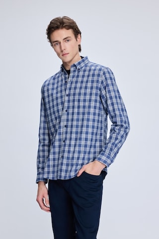 Hatemoğlu Mavi Slim Fit Kareli Düğmeli Yaka Uzun Kollu Pamuklu Gömlek 19151010014a 915 1964076 Mavi