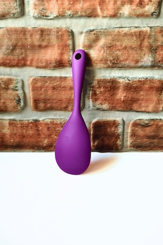 Silikon Sert Pilav Kaşığı -servis Kaşığı- Mor Renk - 1 Adet- 21 Cm