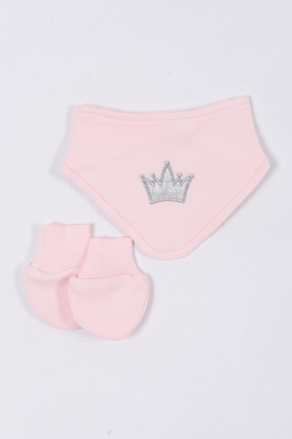 Prenses Desenli Müslin Kız Bebek Hastane Çıkışı Bebek Kıyafetleri Yenidoğan Hastane Çıkış Seti 5 Li Pudra