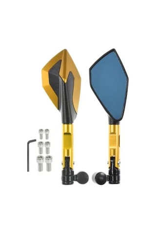 Motosiklet Aynası Cnc Alüminyum Düz 8-10mm /ters 10m Sarı