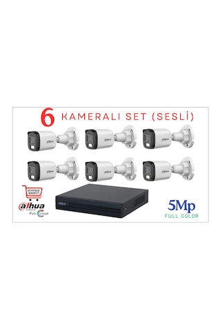 Dahua 5 Mp 6 Kameralı Sesli 30 Mt.renkli Gece Görüşlü Full Color Kamera Seti
