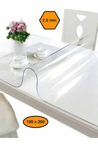 2 Mm Pvc Masa Örtüsü, Şeffaf Masa Kaplaması, 100x200