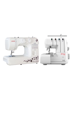 Janome 311 Joy Of Sewing Dikiş Makinesi Ve Elmas 328 Overlok Makinesi lı Paket Beyaz