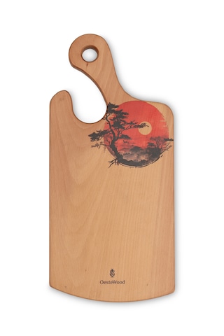 Yekpare Masif Ahşap Sunum Kesme Tahtası Desenli Kayın Medium 3