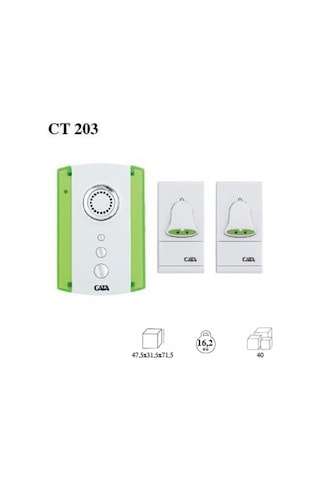 Cata CT-203 Uzaktan Kumandalı Kablosuz Kapı Zili - 1 Zil 2 Buton