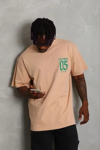 Vexor Erkek Baskılı T-shirt Kısa Kol Bisiklet Yaka Regular Fit Rahat Kalıp Günlük Tişört - Bej