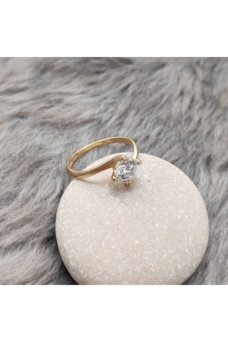 Chavin 0.85 Carat Tek Taş Sarı Altın Yüzük Br20