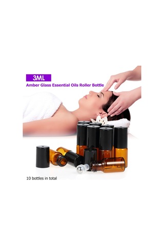 Samdoo 10 Adet 3ml Sarımsı Cam Uçucu Yağ Flası - Rulman Topu, Damlatıcı Ve Açıcı İle - Işık Hassas Sıvılar İçin Taşınabilir Depo Siyah