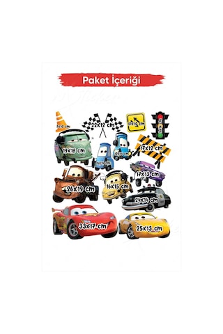 MSticker Arabalar Ve Trafik İşaretleri Çocuk Bebek Odası Sticker Seti - Eğlenceli Çocuk Odası Stickerları
