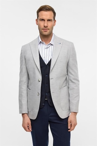 Süvari Gri Slim Desenli Mono Yaka 6 Drop Ceket Gri