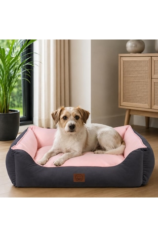 Lucy Köpek Yatağı 40 55 18 Cm Gri Pembe - Yüksek Kaliteli Pet Minderi, Yumuşak Ve Dayanıklı Kumaş, 30 C Y