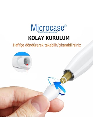 Microcase 2in1 Set Apple 1-2 Nesil Pencil Usb-c Pro İle Uyumlu Yedek Uç 4 Adet + Stylus Pen Kılıfı -al5404 Beyaz