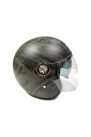 Motosiklet Yarım Kask , Grafiti Desenli, Çift Vizörlü, Vintage Stil, Terletme Yapmaz Pedler -xl Beden Diğer