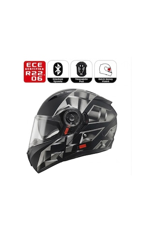 Ff869 Space Motosiklet Kaskı Güneş Vizörlü Çene Açılır Motorcu Kask Çok Renkli