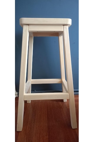 Doğal Ahşap Bar Taburesi, Ham, Zımparalanmış, Cilasız, Yan Sehpa, Dekoratif Stand, 33cmx33cmx72cm Doğal Ahşap