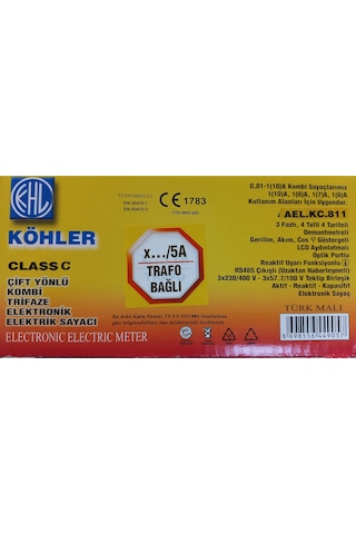 Köhler Çift Yönlü Kombi Trifaze Elektronik Elektrik Sayacı AEL KC