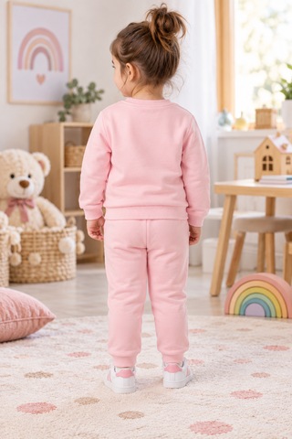 Tucankids Kız Çocuk Pembe Ayıcık Nakışlı 2 İplik Eşofman Takımı