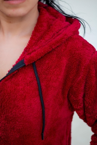 Kadın Kırmızı Peluş Kalın Fermuarlı Kapüşonlu Cepli Ceket 23kcktmy50 001