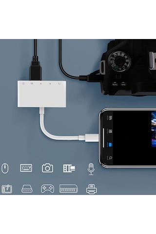 Ally 5 In 1 Apple iPhone Uyumlu iPad Lightning To Audio Usb Kamera Dönüştürücü