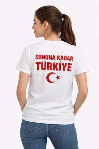 İkales Türkiye Ay Yıldız Baskılı Taraftar Forma T-shirt - Beyaz