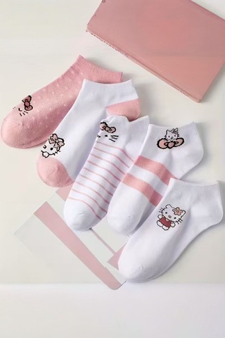 Hitit Socks Kadın 5 Çift Günlük Kullanıma Uygun Sevimli Kedi ... Çok Renkli