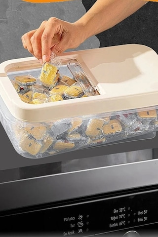Saklama Kabı 7.5 Litre Kaydırak Kapaklı Krem Erzak Kabı Bakliyat Saklama Kabı Krem